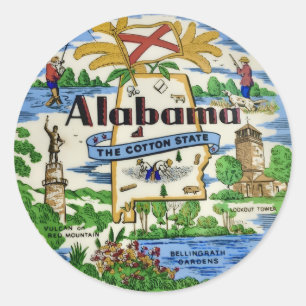 Adesivo Redondo Marcos Históricos do Alabama