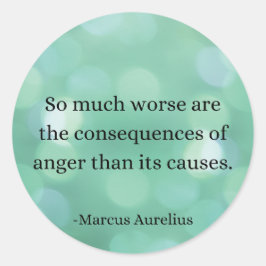Adesivo Redondo Marcus Aurelius: Conquiste a raiva, encontre a paz