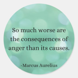 Adesivo Redondo Marcus Aurelius: Conquiste a raiva, encontre a paz