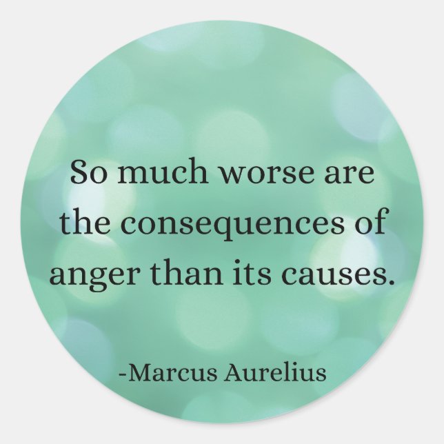 Adesivo Redondo Marcus Aurelius: Conquiste a raiva, encontre a paz (Frente)