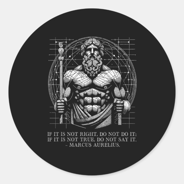 Adesivo Redondo Marcus Aurelius Stoicism Citação De Sabedoria. Sej (Frente)