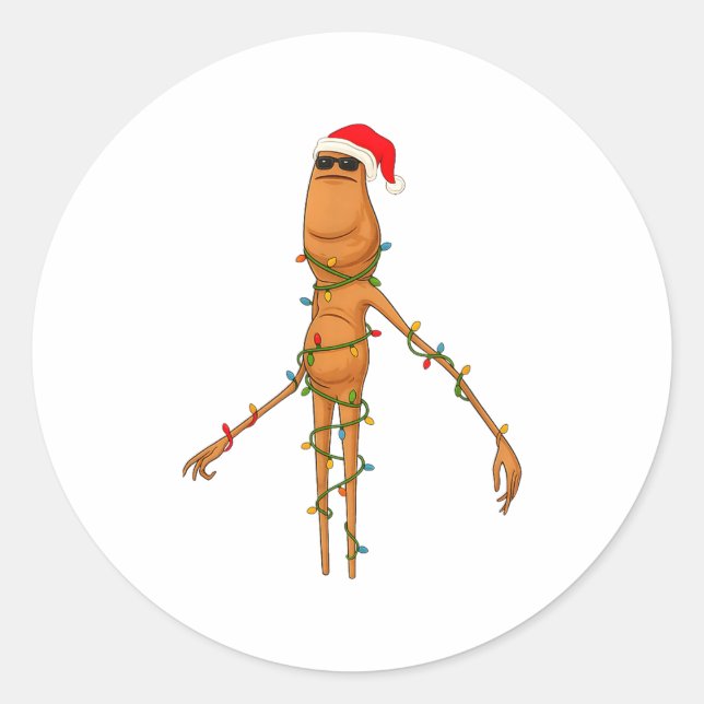 Adesivo Redondo Marcus The Worm, Funny Christmas Lights  (Frente)