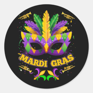 Adesivo Redondo Mardi Gras 2022 Girls Mask Miçanga New Orleans Pa