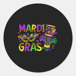 Adesivo Redondo Mardi Gras 2025 Jester Outfit Kids Meninos