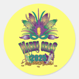 Adesivo Redondo Mardi Gras 2025 Sticker