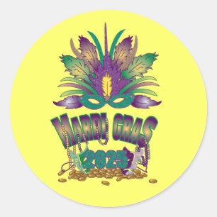 Adesivo Redondo Mardi Gras 2025 Sticker