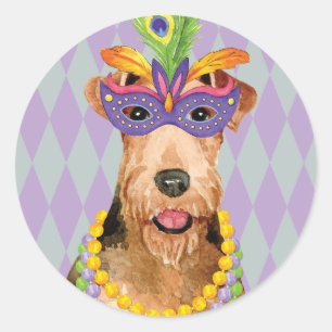 Adesivo Redondo Mardi Gras Airedale