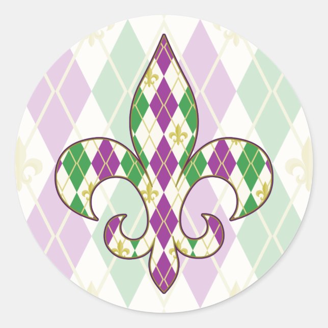 Adesivo Redondo Mardi Gras Argyle Sticker (Frente)