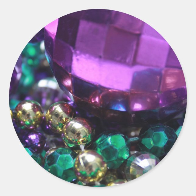 Adesivo Redondo Mardi Gras Bead Joga Púrpura Tampão-Redondo Person (Frente)