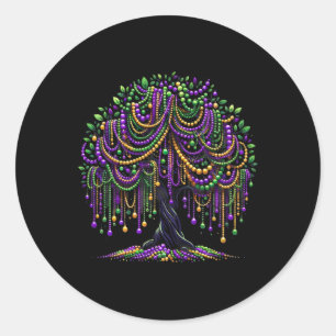Adesivo Redondo Mardi Gras Bead Tree Carnaval Nova Orleans 2025 Pa