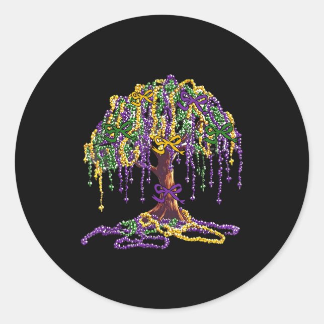 Adesivo Redondo Mardi Gras Bead Tree Carnival New Orleans Women Me (Frente)