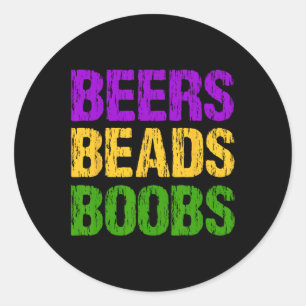 Adesivo Redondo Mardi Gras Beers Engraçadas Miçangas Vêm Tchau Div