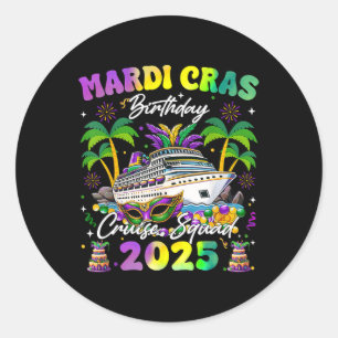 Adesivo Redondo Mardi Gras Birthday Cruise Squad Matching Family V