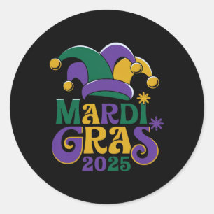 Adesivo Redondo Mardi Gras Bonita Diversão 2025