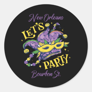Adesivo Redondo Mardi Gras Bourbon Street Nova Orleans Souvenir Lo