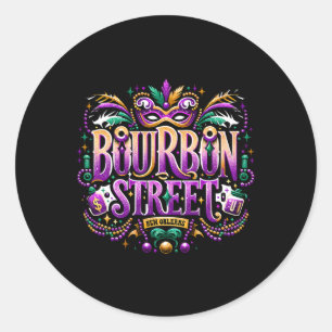 Adesivo Redondo Mardi Gras Bourbon Street Parade Celebração New O