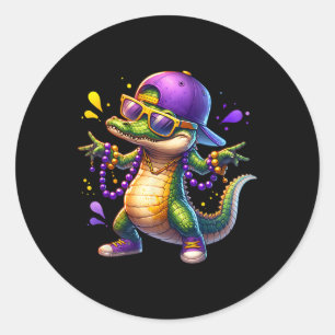 Adesivo Redondo Mardi Gras Boys Alligator Mardi Gras
