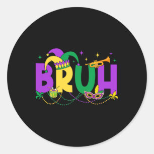 Adesivo Redondo Mardi Gras Bruh Meme Mardi Gras Crianças Meninos