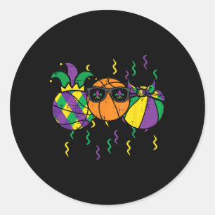 Adesivo Redondo Mardi Gras Bysketbyll Diversão de Esportes Garotos