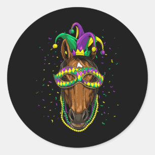Adesivo Redondo Mardi Gras Camisa Jester Horse Cowboy Horse