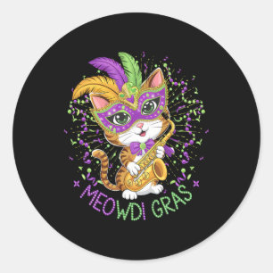 Adesivo Redondo Mardi Gras Cat Lovers