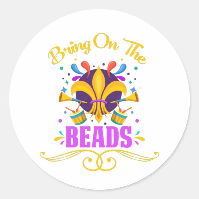Adesivo Redondo Mardi Gras | Colocar As Miçangas (Frente)