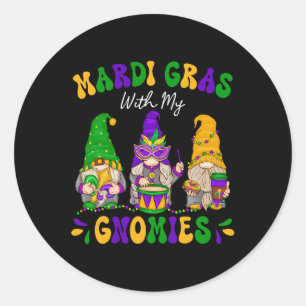 Adesivo Redondo Mardi Gras Com Minhas Gnomias Miçangas Mardi Gras