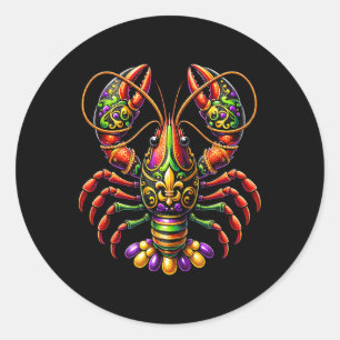 Adesivo Redondo Mardi Gras Crawfish Miçanga Carnaval de Nova Orlea