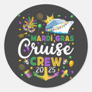 Adesivo Redondo Mardi Gras Cruise Crew 2025 Matching