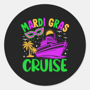 Adesivo Redondo Mardi Gras Cruise Crew 2025 Trip New Orleans Famil