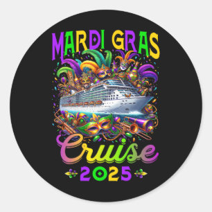 Adesivo Redondo Mardi Gras Cruise Crew 2025 Trip New Orleans Famil