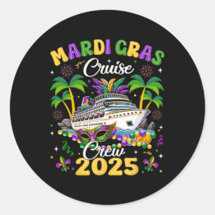Adesivo Redondo Mardi Gras Cruise Crew 2025 Trip New Orleans Famil