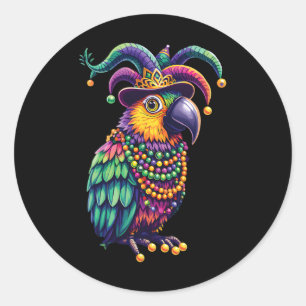 Adesivo Redondo Mardi Gras Cute Parrot Mask Costume Mulheres G
