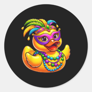 Adesivo Redondo Mardi Gras Duck Vestindo Mardi Gras Costume Miçang