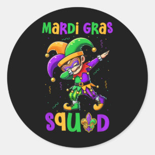 Adesivo Redondo Mardi Gras Esquadrão Dabbing Kid Boy mascarado Jes