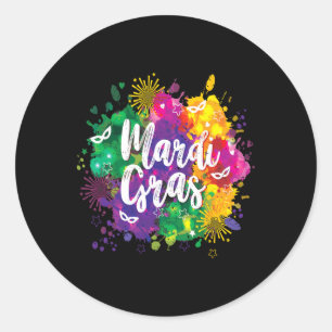 Adesivo Redondo Mardi Gras Fat Terça-feira Carnaval de Nova Orlean