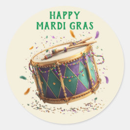 Adesivo Redondo Mardi Gras Festive Drum