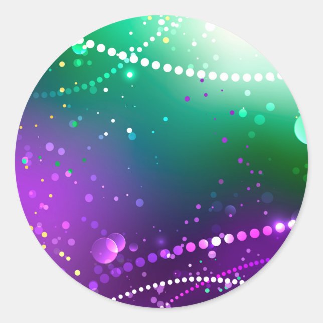 Adesivo Redondo Mardi Gras Festivo Purple Background (Frente)