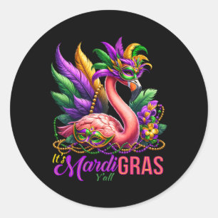 Adesivo Redondo Mardi Gras Flamingo Hawaiai, Homens do Partido Tro