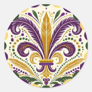 Adesivo Redondo Mardi Gras fleur-de-lis