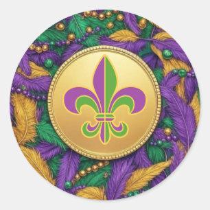 Adesivo Redondo Mardi Gras Fleur de lis