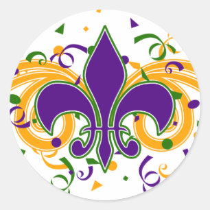 Adesivo Redondo Mardi Gras Fleur-de-Lis Sticker