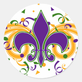 Adesivo Redondo Mardi Gras Fleur-de-Lis Sticker