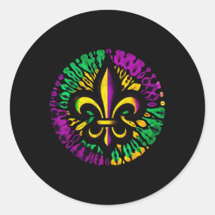 Adesivo Redondo Mardi Gras Fleur De Lis Tie Dye Men Carnaval de mu