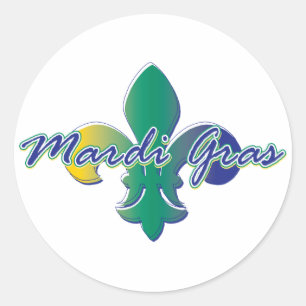 Adesivo Redondo Mardi Gras Fleur de lis tri