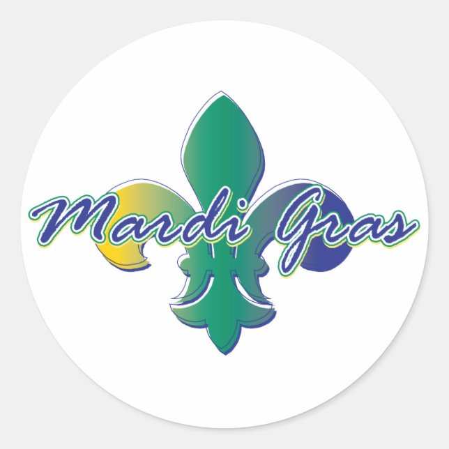 Adesivo Redondo Mardi Gras Fleur de lis tri (Frente)
