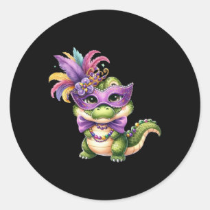 Adesivo Redondo Mardi Gras Gator Sticker