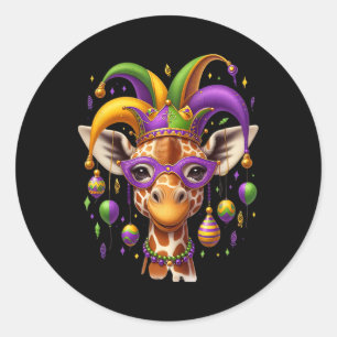Adesivo Redondo Mardi Gras Giraffe