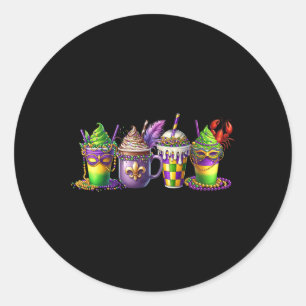 Adesivo Redondo Mardi Gras Grawfish Fat Terça-feira Mardi Coffee L