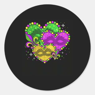 Adesivo Redondo Mardi Gras Heart Fleur-de-lys - Símbolo Mardi Gras